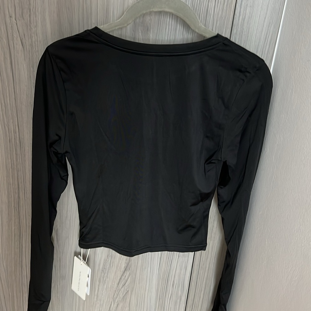NWT MINIMALIST slinky black cropped long sleeve top by COMMENSE S - Picture 5 of 7